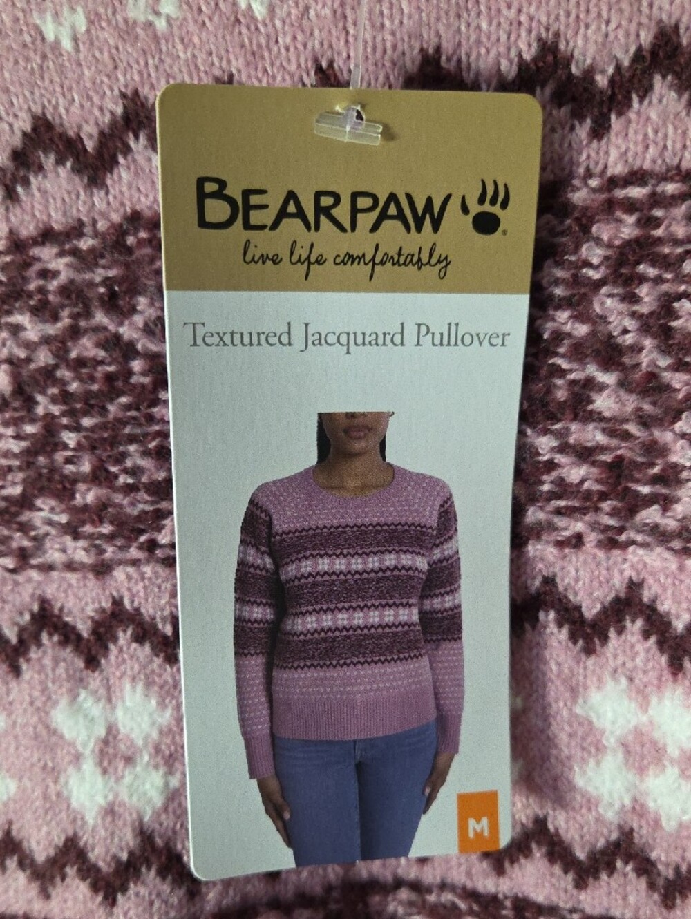 BearPaw Pink & Purple Fair Isle Crewneck Sweater - Picture 2 of 3